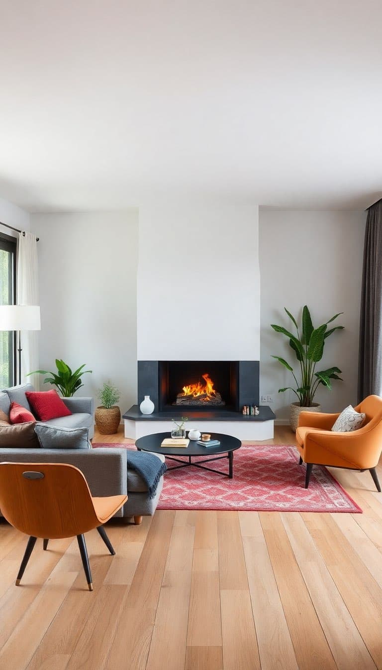 Living room with fireplace