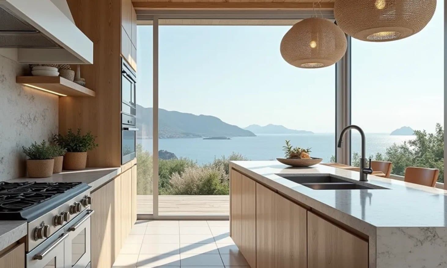 Kitchen with sea view